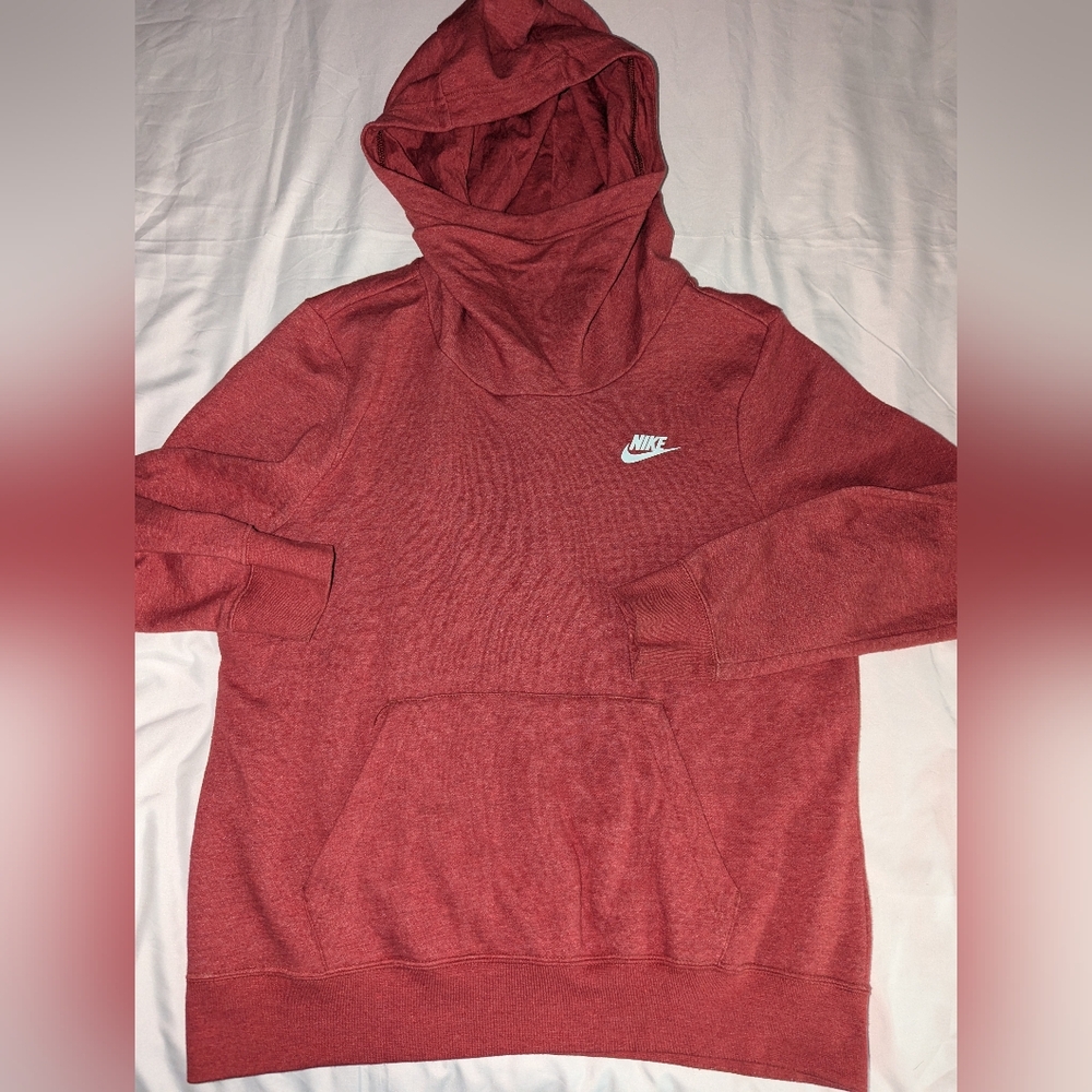 Vintage Nike Men's Medium Black Tag  Burgundy Cowl‎ Neck Hoodie Sweatshirt